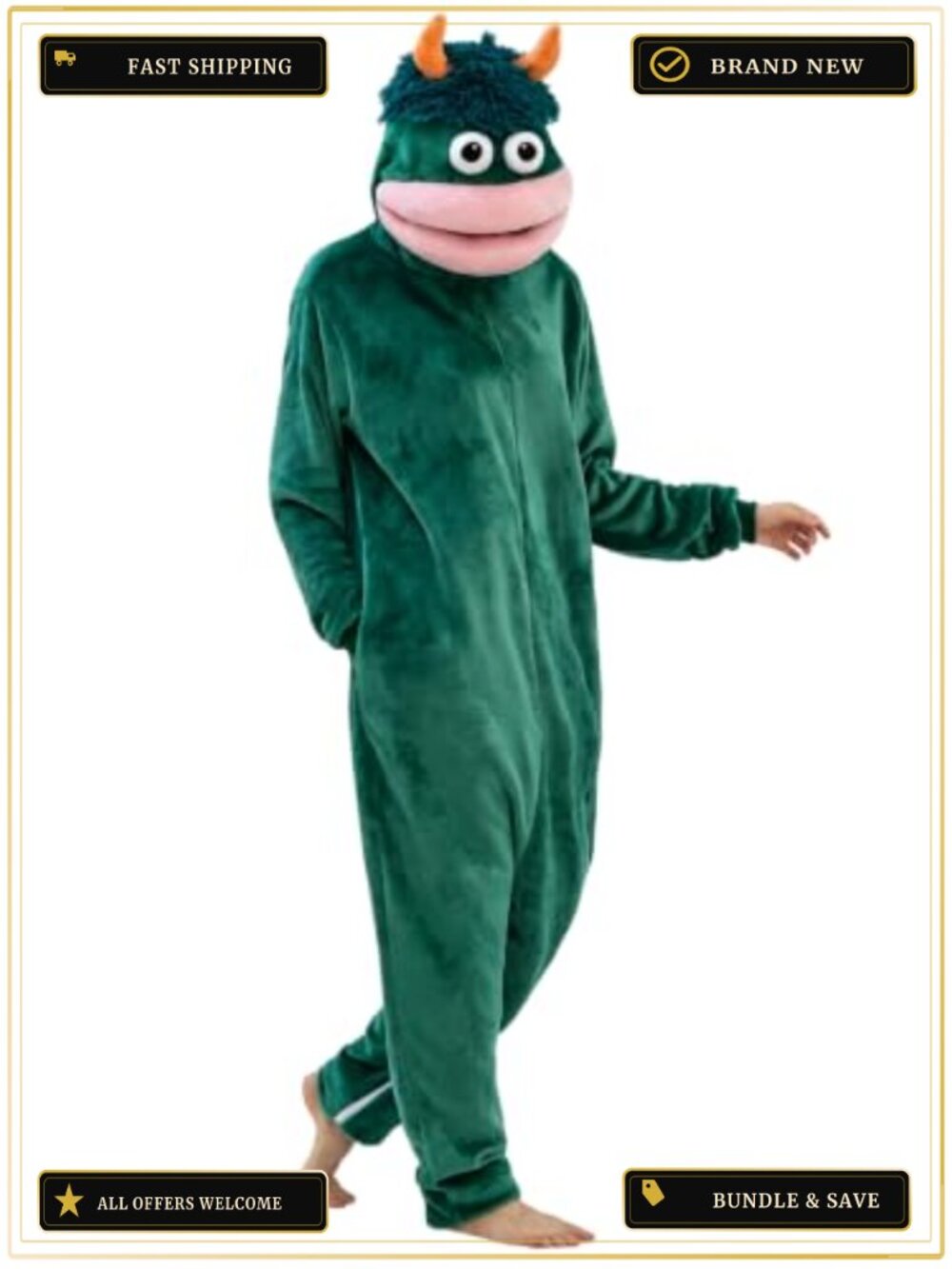 Big Mouth Monster Onesie Hooded One-Piece Pajama Costume Sleepwear